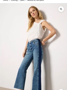 Kut from the Kloth Two-Tone Blue Wide-Leg Jeans Kelsey